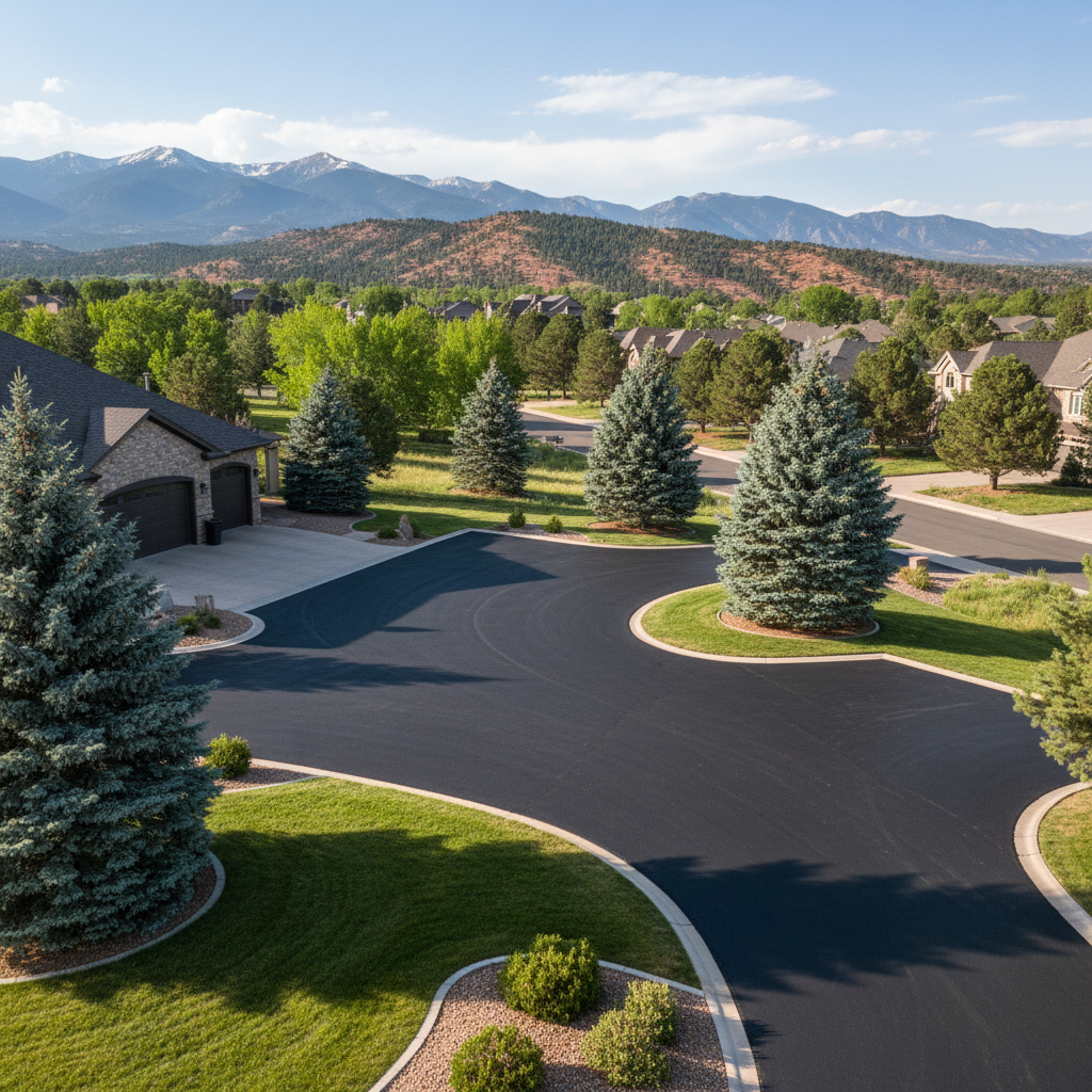 Completed commercial asphalt work at a residential property in Colorado Springs, CO