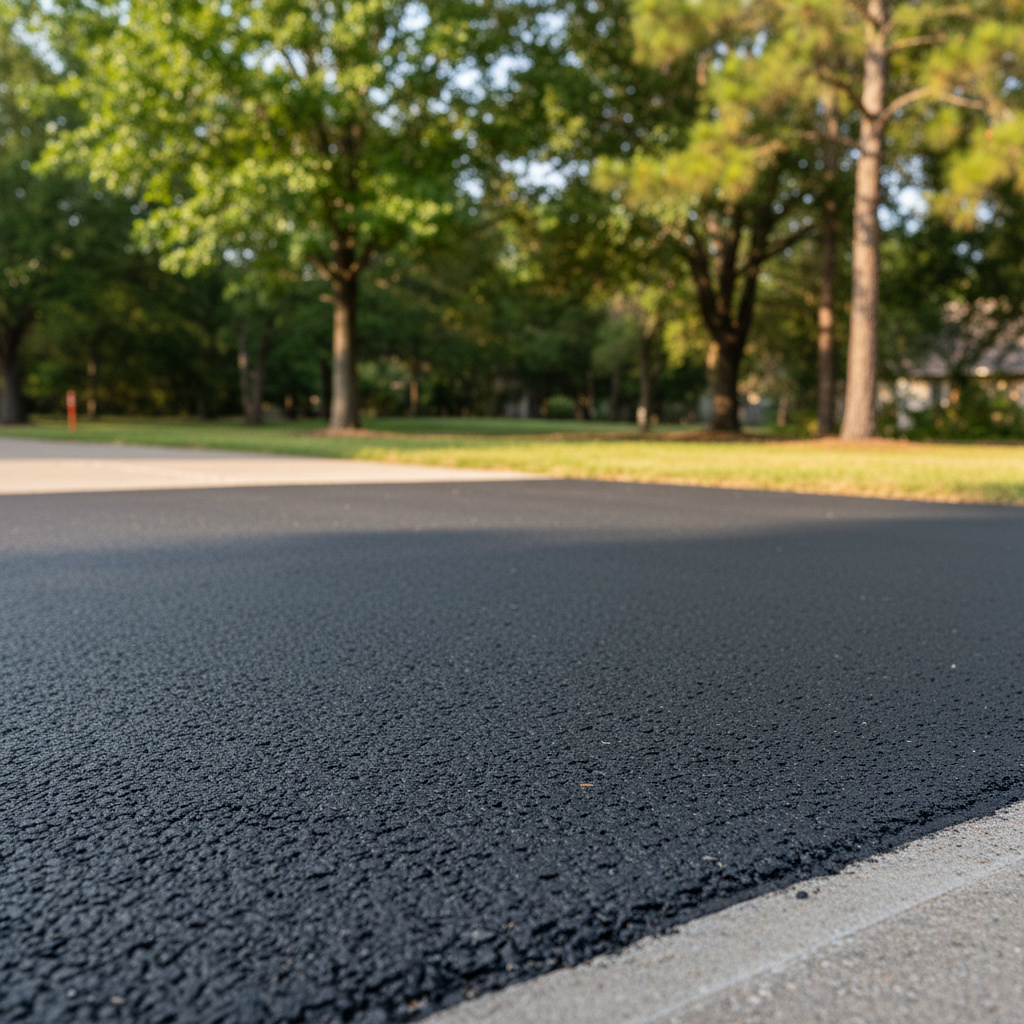 Completed asphalt repair work at a residential property in Humble, TX