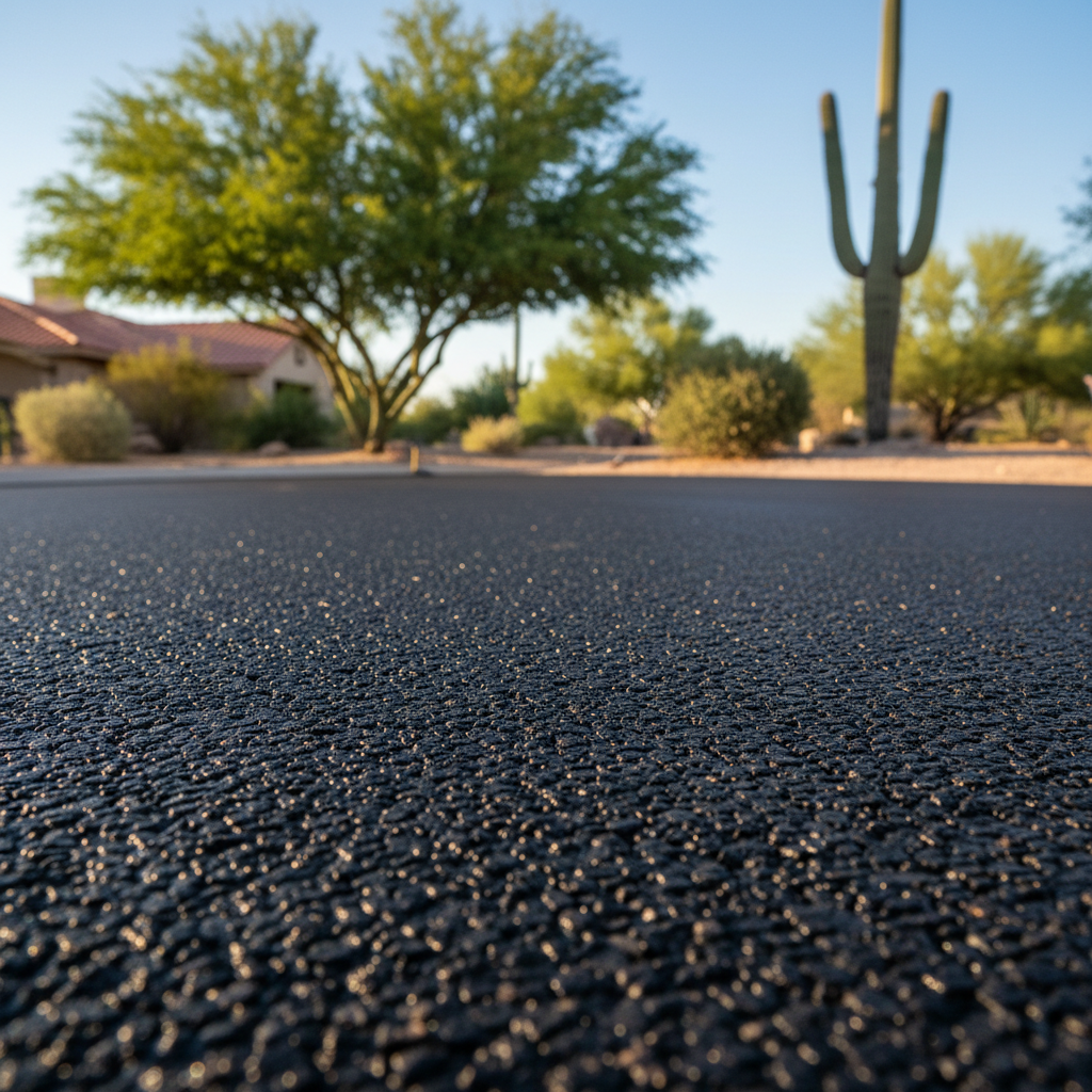 Completed asphalt paving work at a residential property in Phoenix, AZ