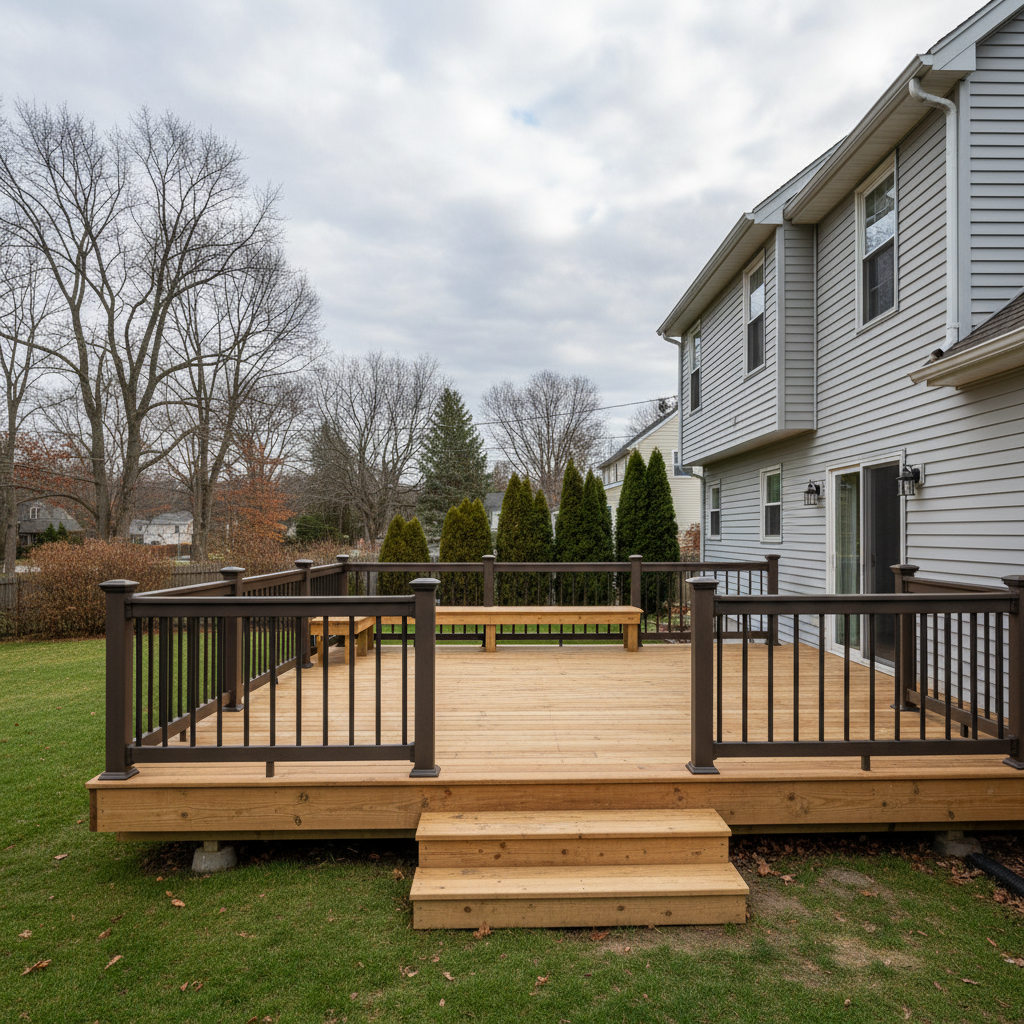 Completed deck repair work at a residential property in Woonsocket, RI