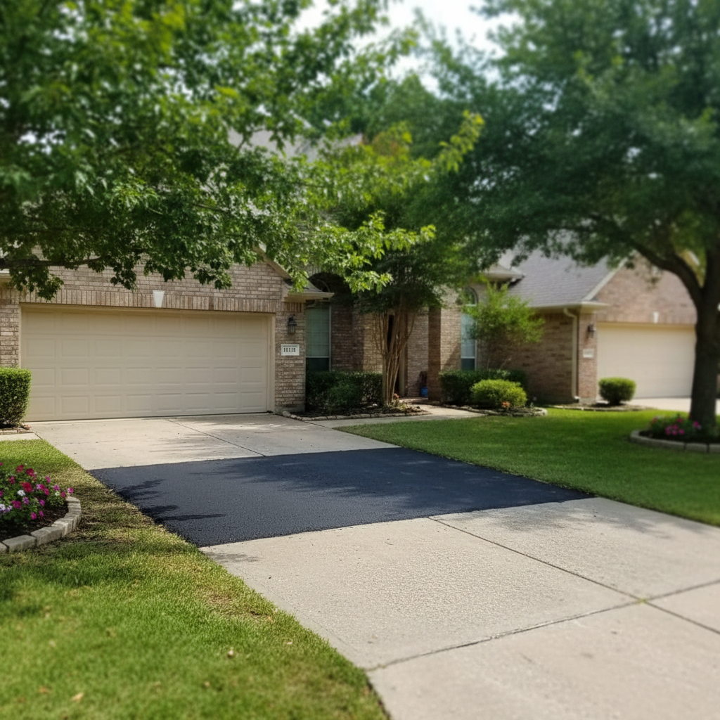 Completed asphalt patching work at a residential property in Dallas, TX