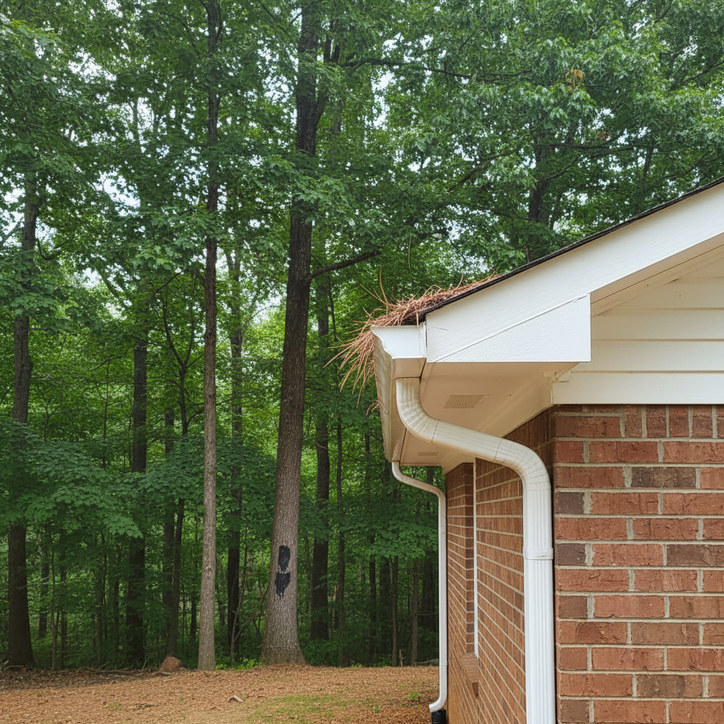 Completed gutter repair work at a residential property in Louisburg, NC