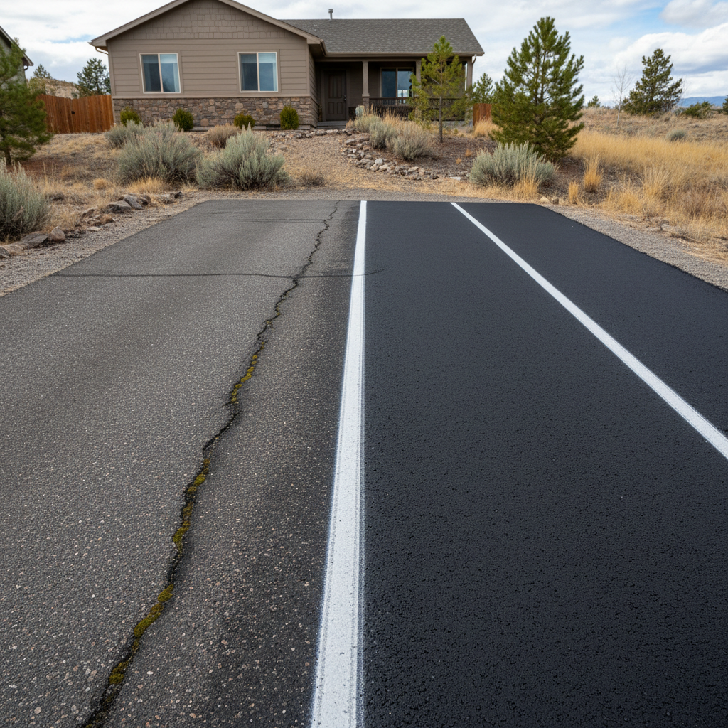Completed asphalt striping work at a residential property in klamath falls, OR
