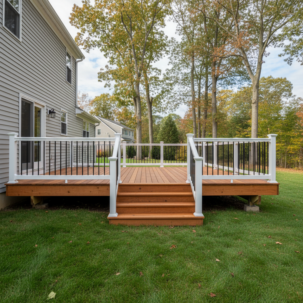 Completed deck repair work at a residential property in North Attleborough, MA