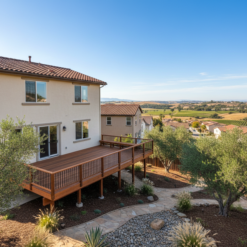 Completed deck construction work at a residential property in Temecula, CA