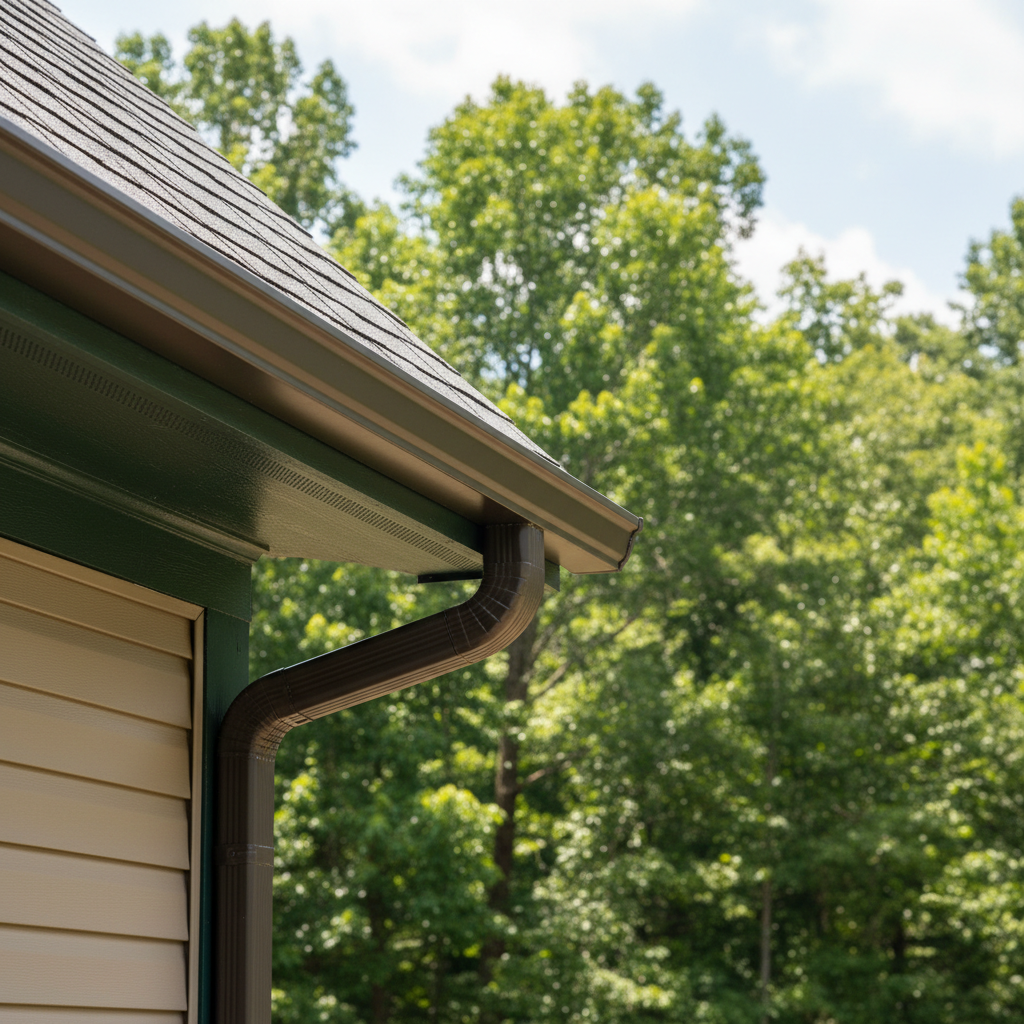 Completed gutter installation work at a residential property in Louisburg, NC