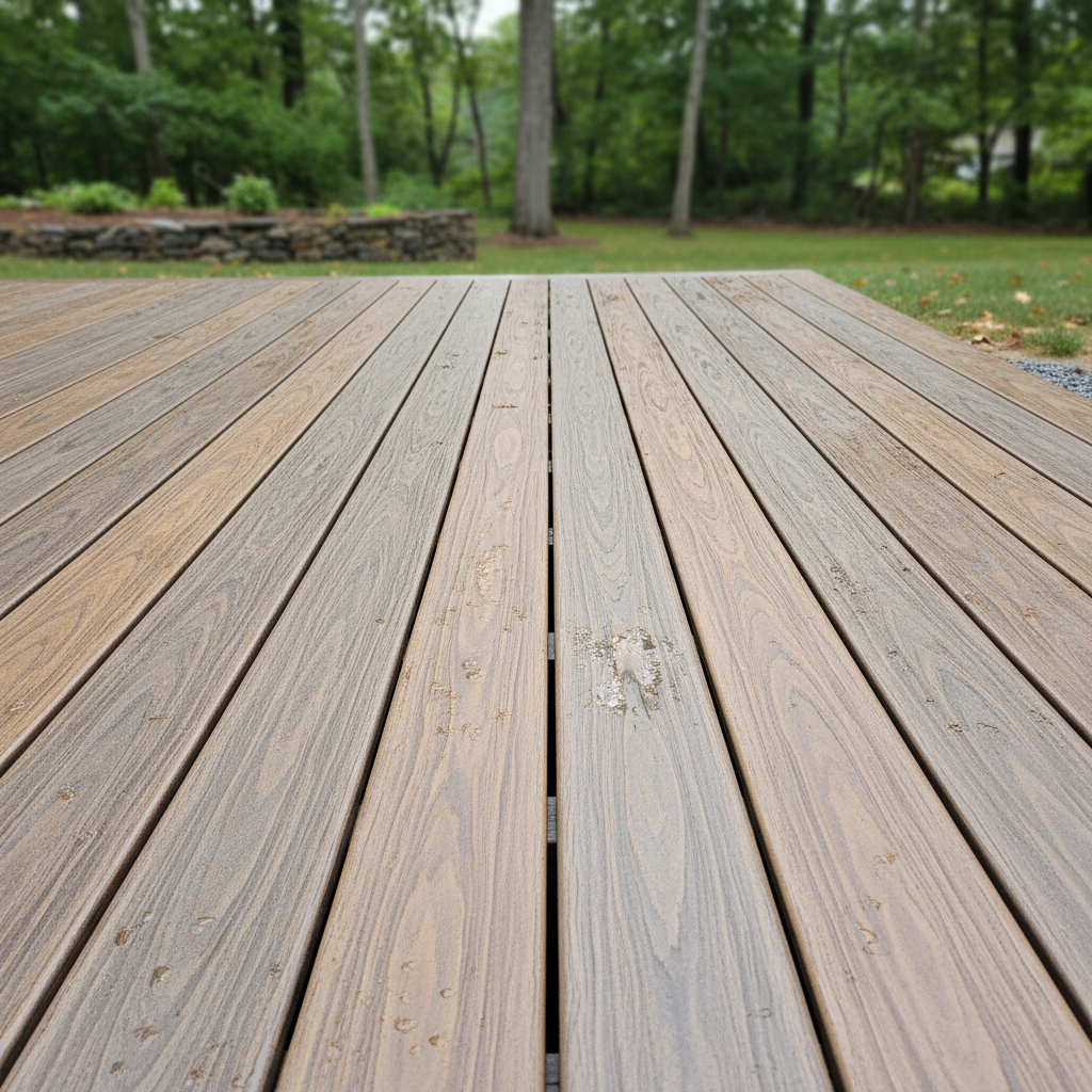 Completed trex decks work at a residential property in Woonsocket, RI