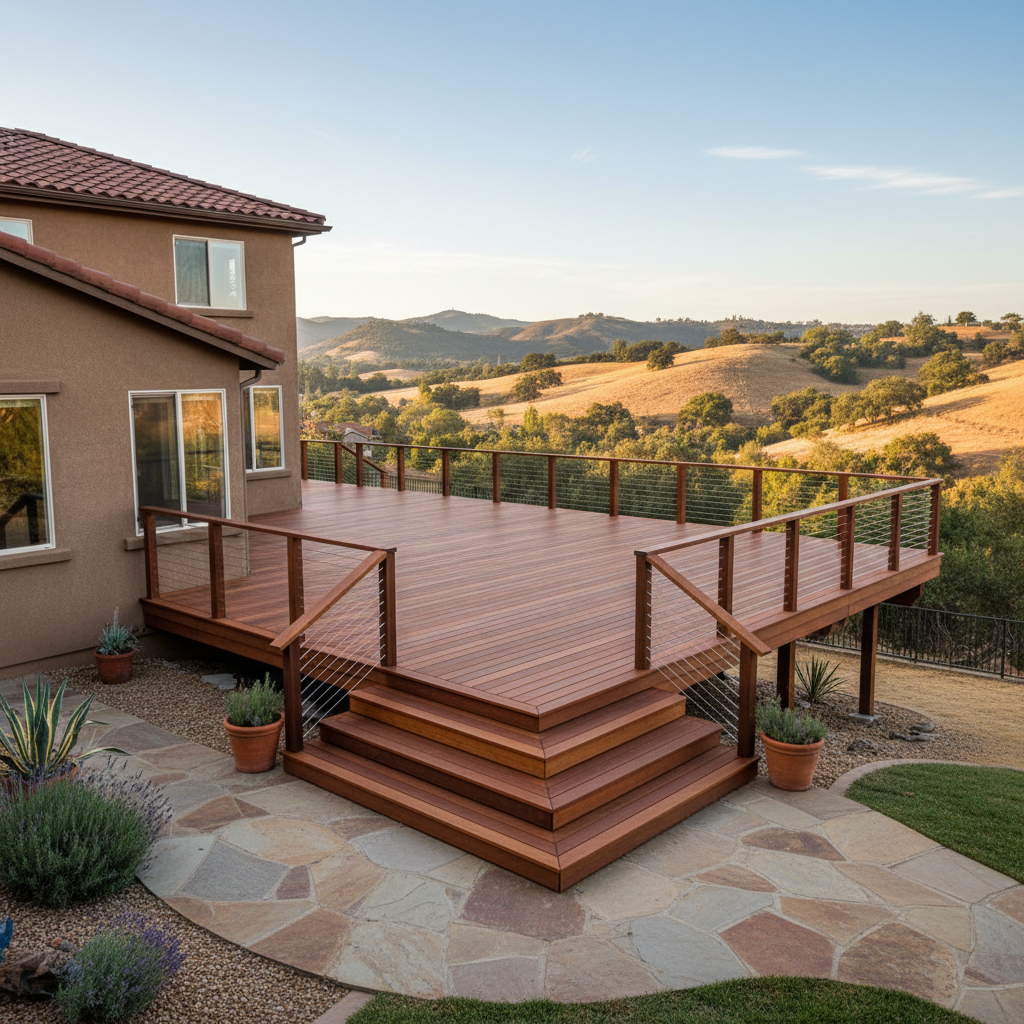 Completed wooden decks work at a residential property in Temecula, CA