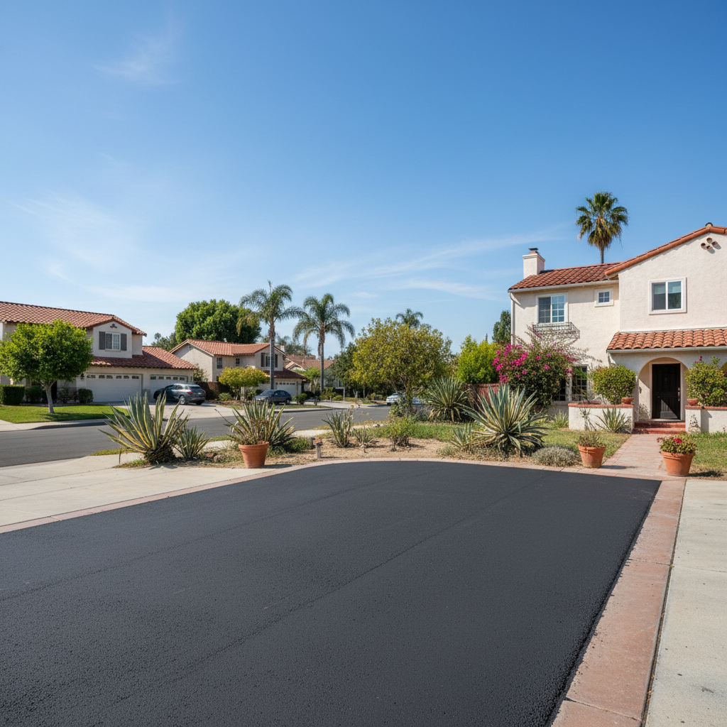 Completed asphalt patching work at a residential property in Los Angeles, CA