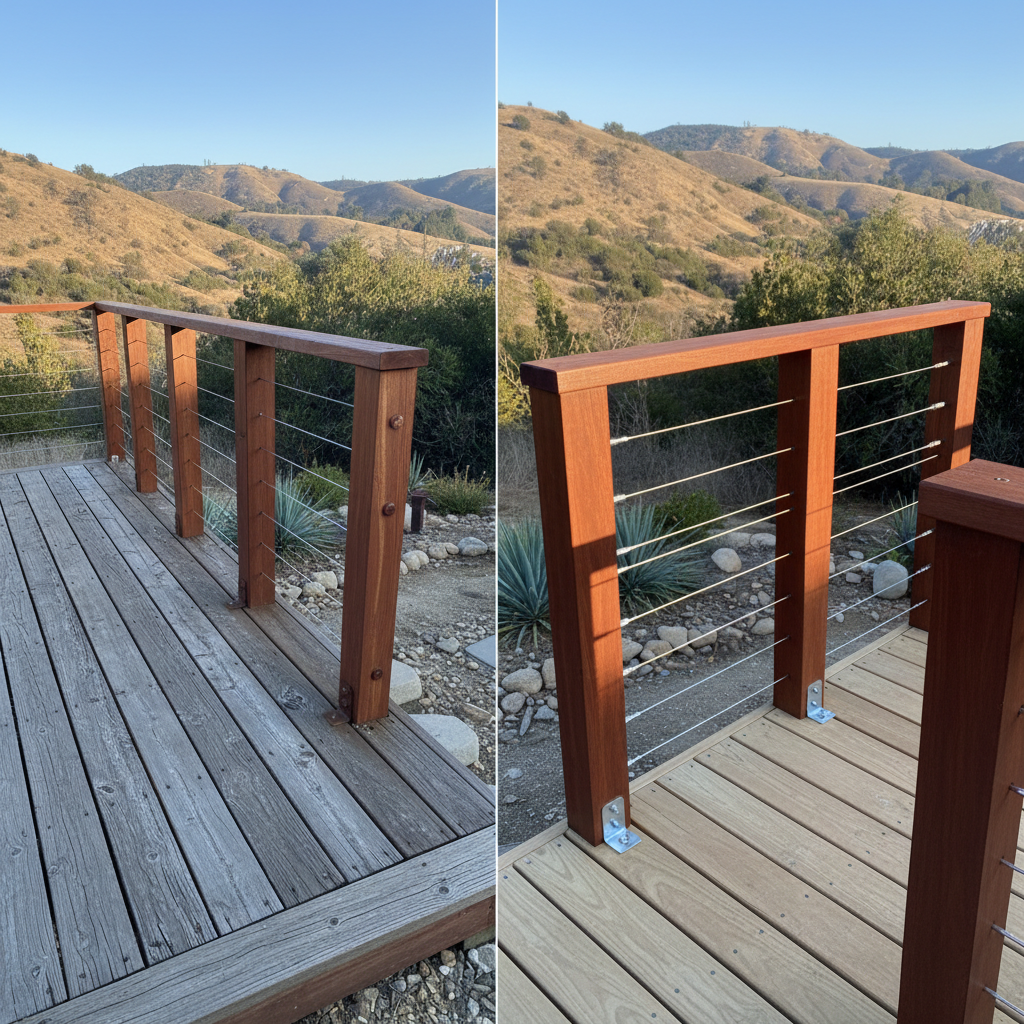 Completed deck railing installation work at a residential property in Temecula, CA
