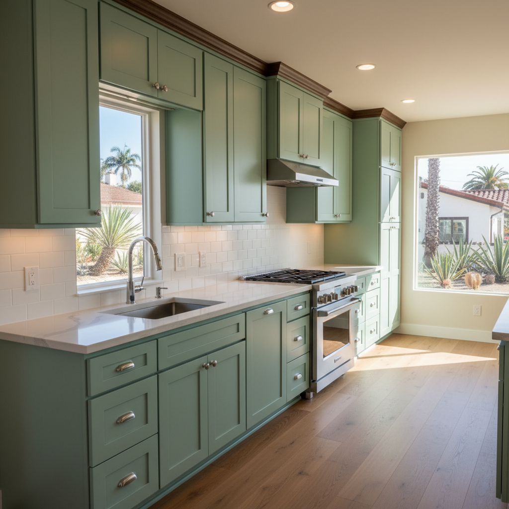 Completed cabinet installation work at a residential property in Long Beach, CA