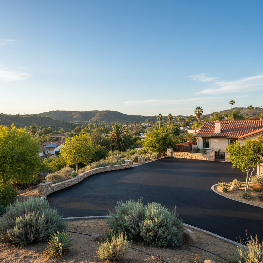 Completed commercial asphalt work at a residential property in San Diego, CA