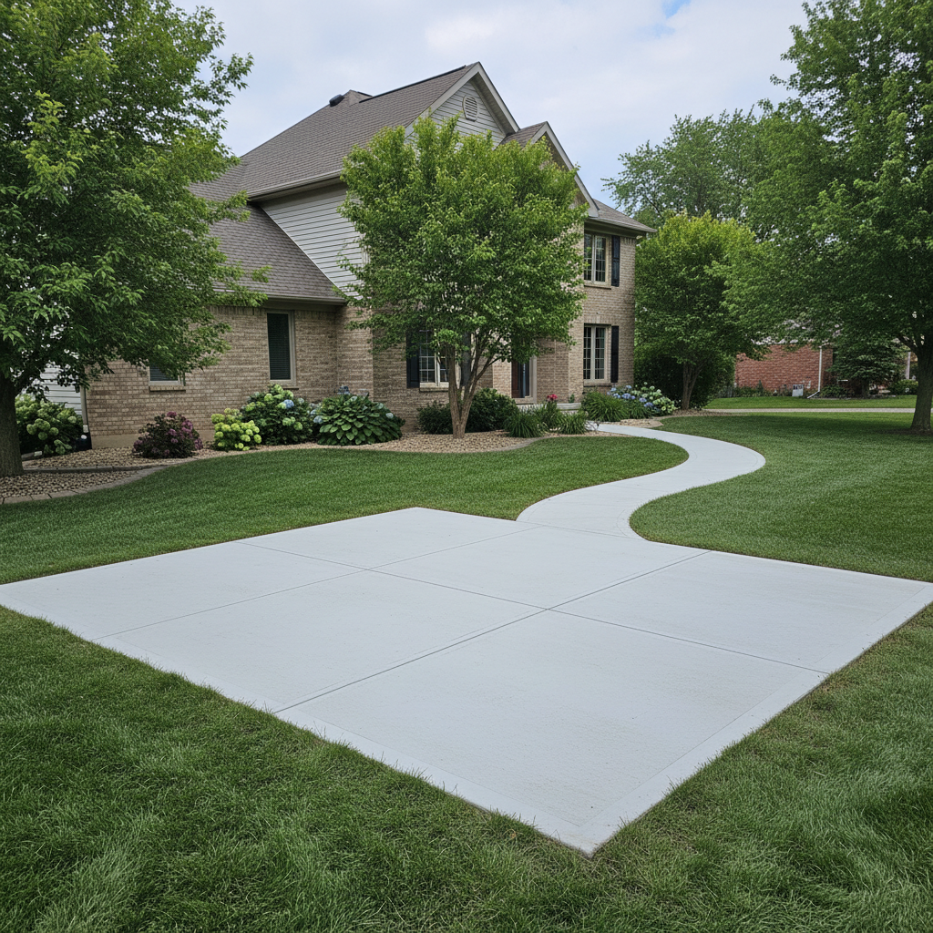 Completed concrete installation work at a residential property in Naperville, IL