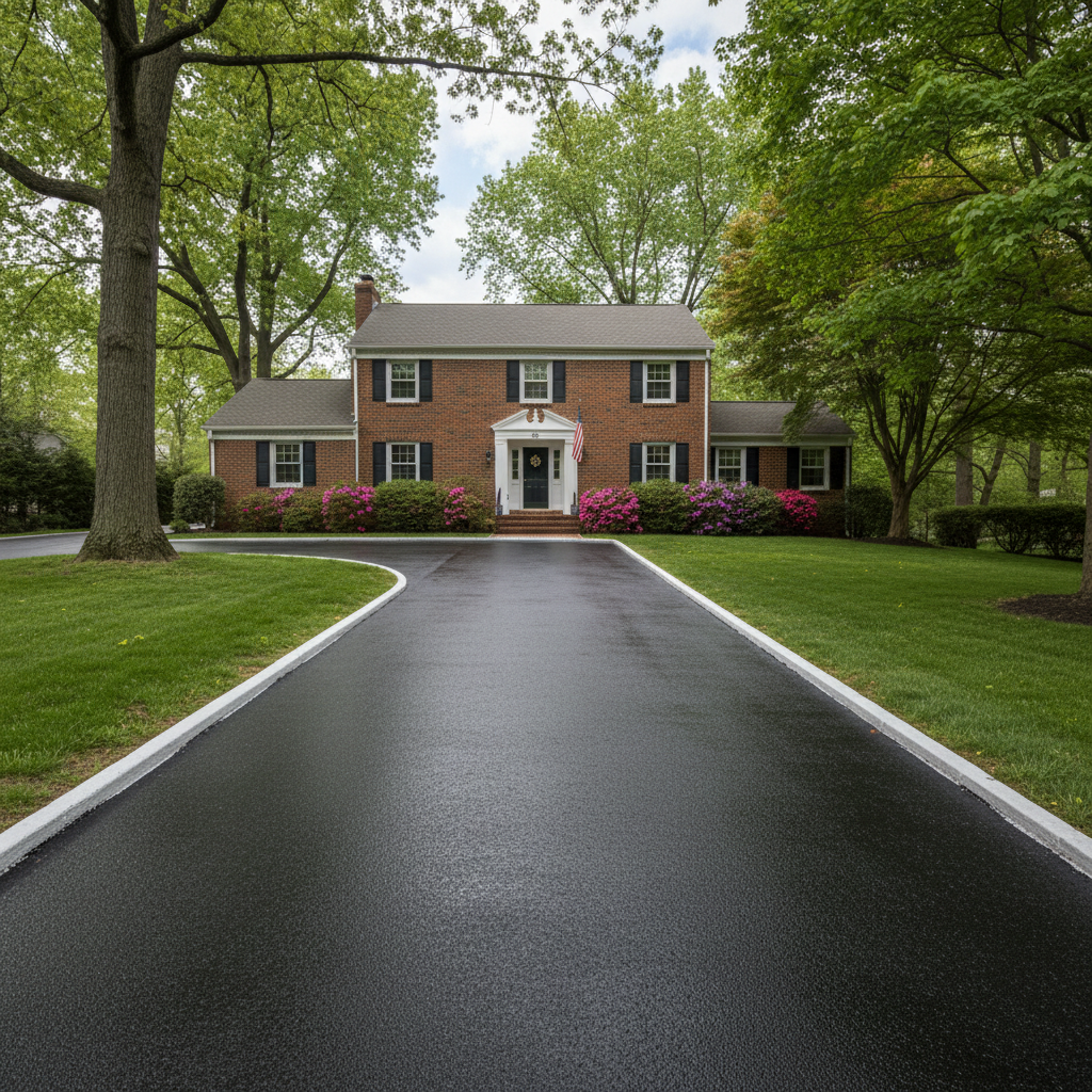 Completed asphalt sealcoating work at a residential property in Philadelphia, PA