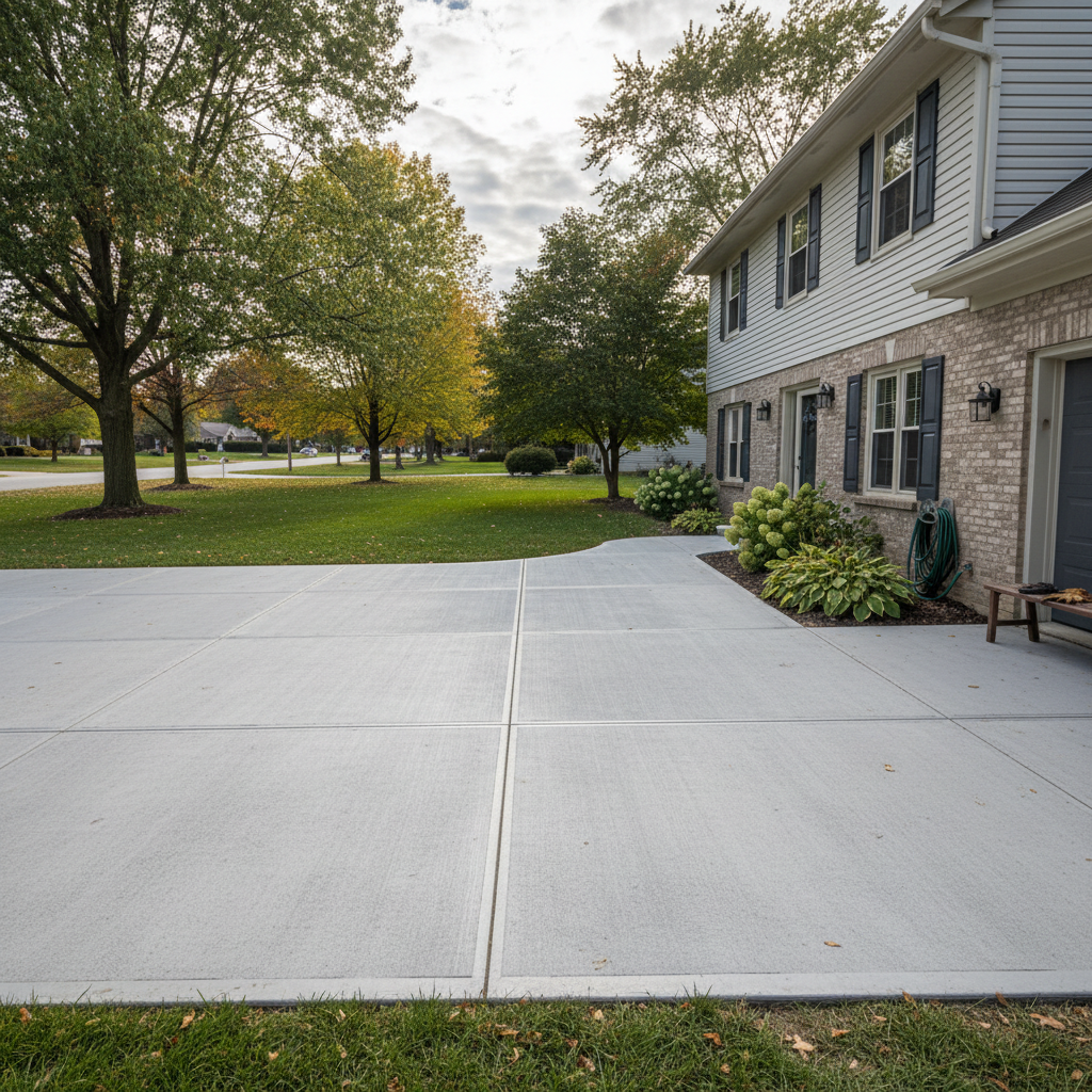 Completed concrete flatwork work at a residential property in Naperville, IL