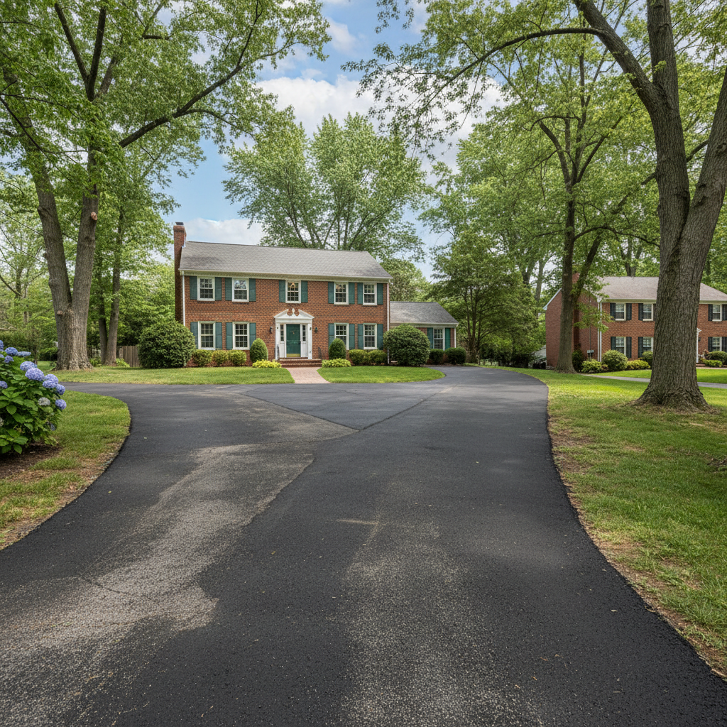 Completed asphalt repair work at a residential property in Philadelphia, PA