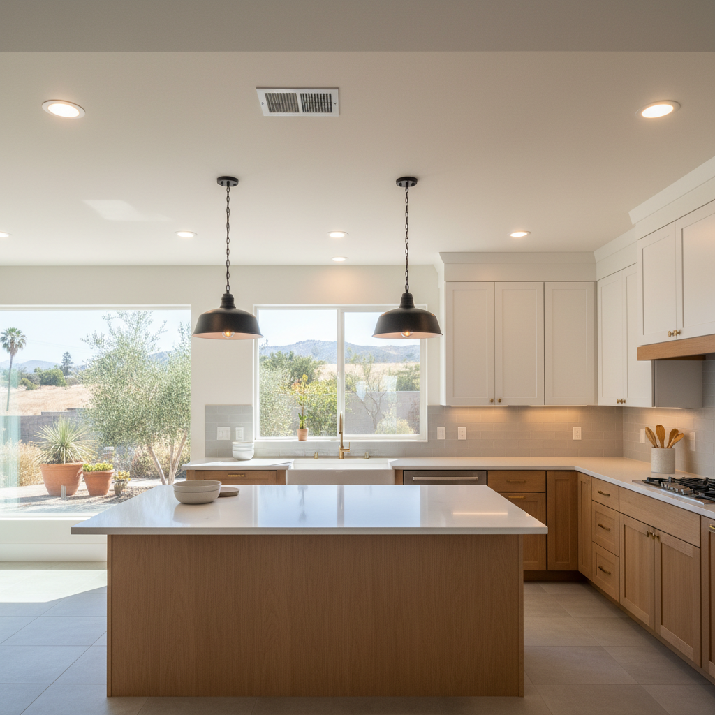 Completed kitchen lighting work at a residential property in Pasadena, CA