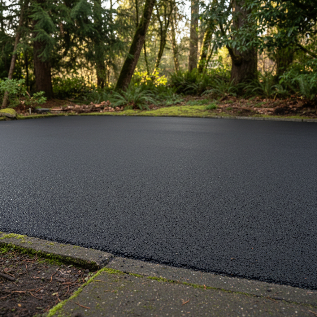 Completed driveway paving work at a residential property in Portland, OR