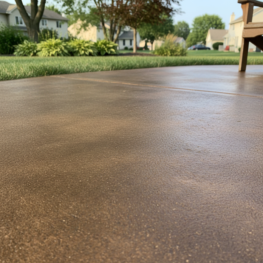 Completed concrete staining work at a residential property in Naperville, IL
