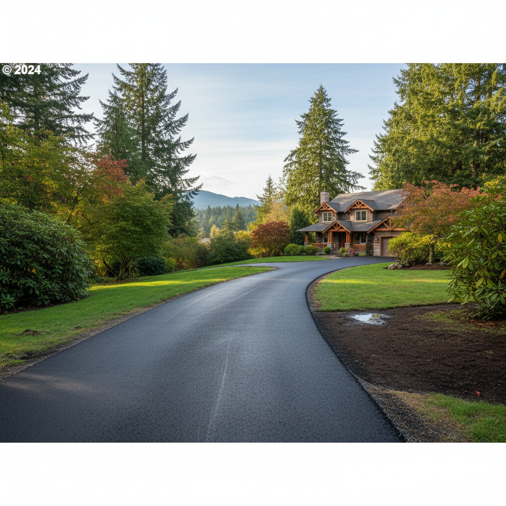 Completed asphalt paving work at a residential property in Portland, OR