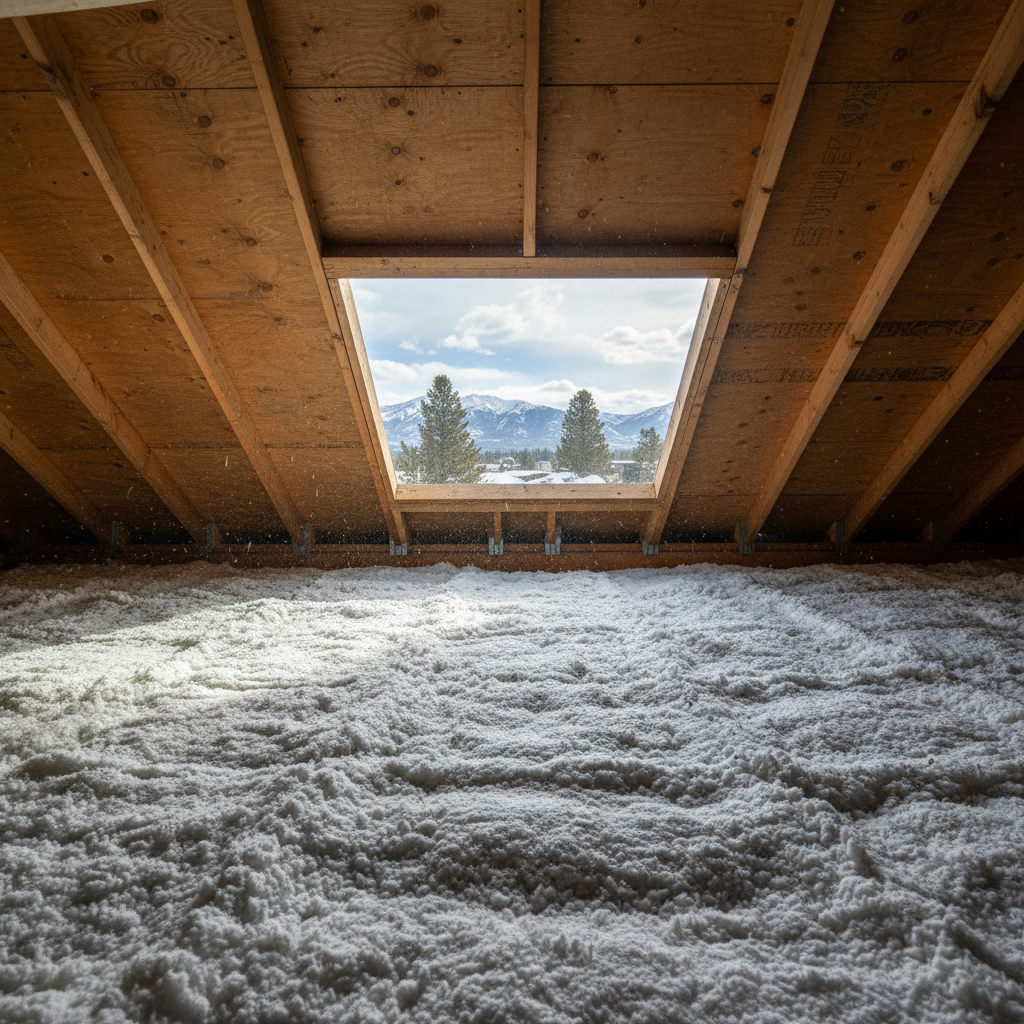 Completed blown-in insulation work at a residential property in Laurel, MT