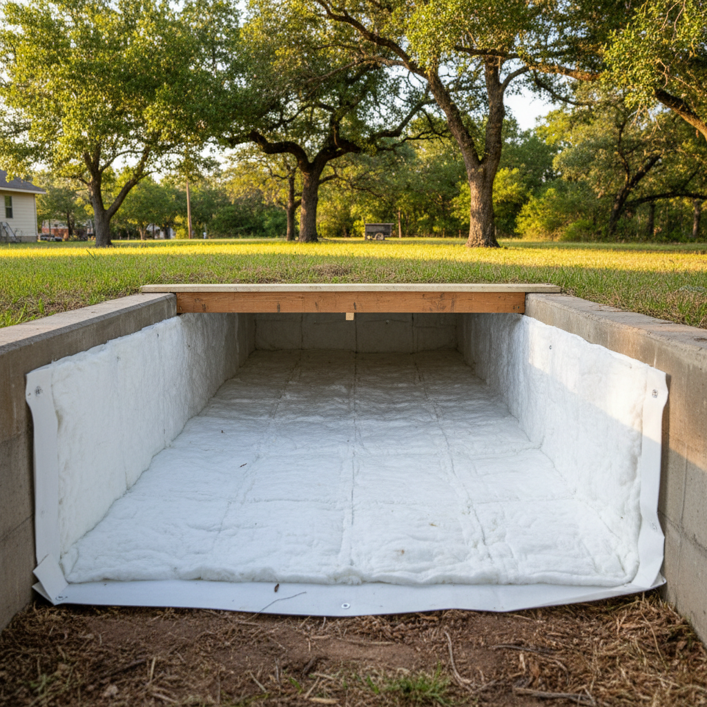 Completed crawl space insulation work at a residential property in San Marcos, TX