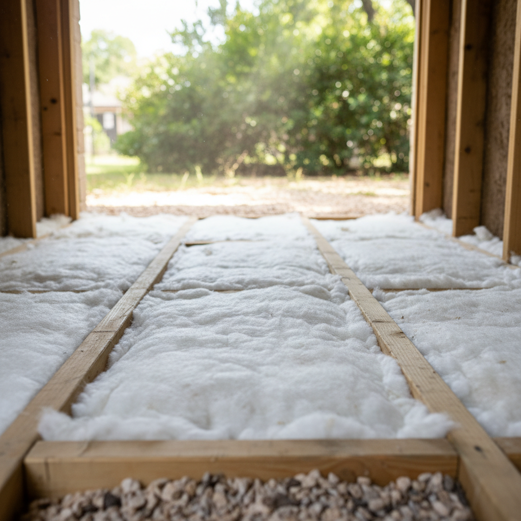 Completed crawl space insulation work at a residential property in New Braunfels, TX