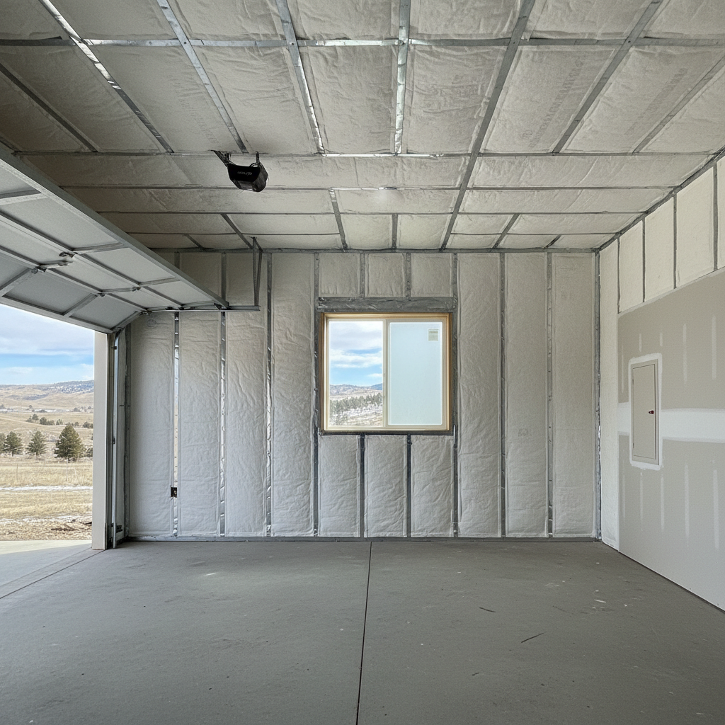 Completed garage insulation work at a residential property in Billings, MT