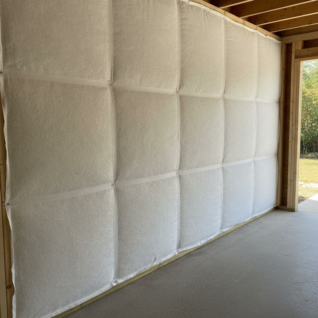 Completed garage insulation work at a residential property in Seguin, TX