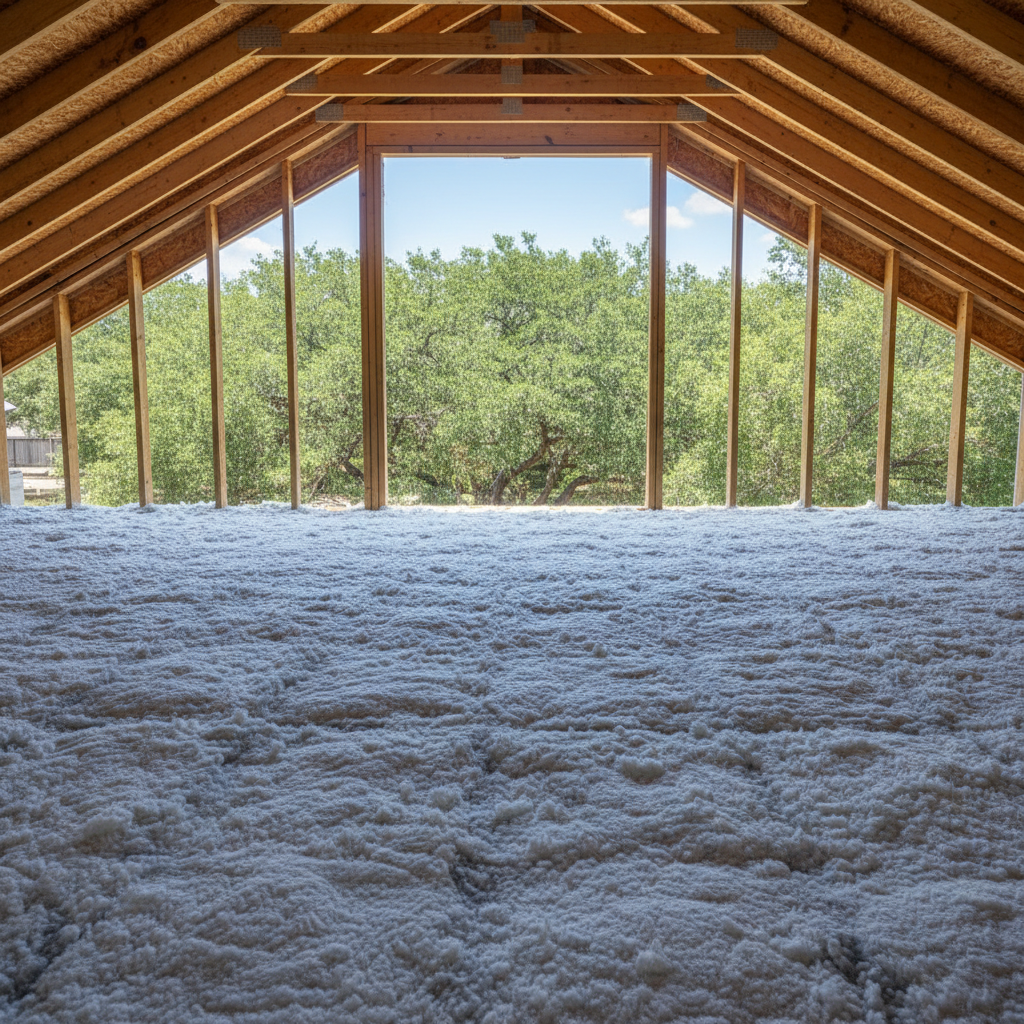 Completed blown-in insulation work at a residential property in Round Rock, TX