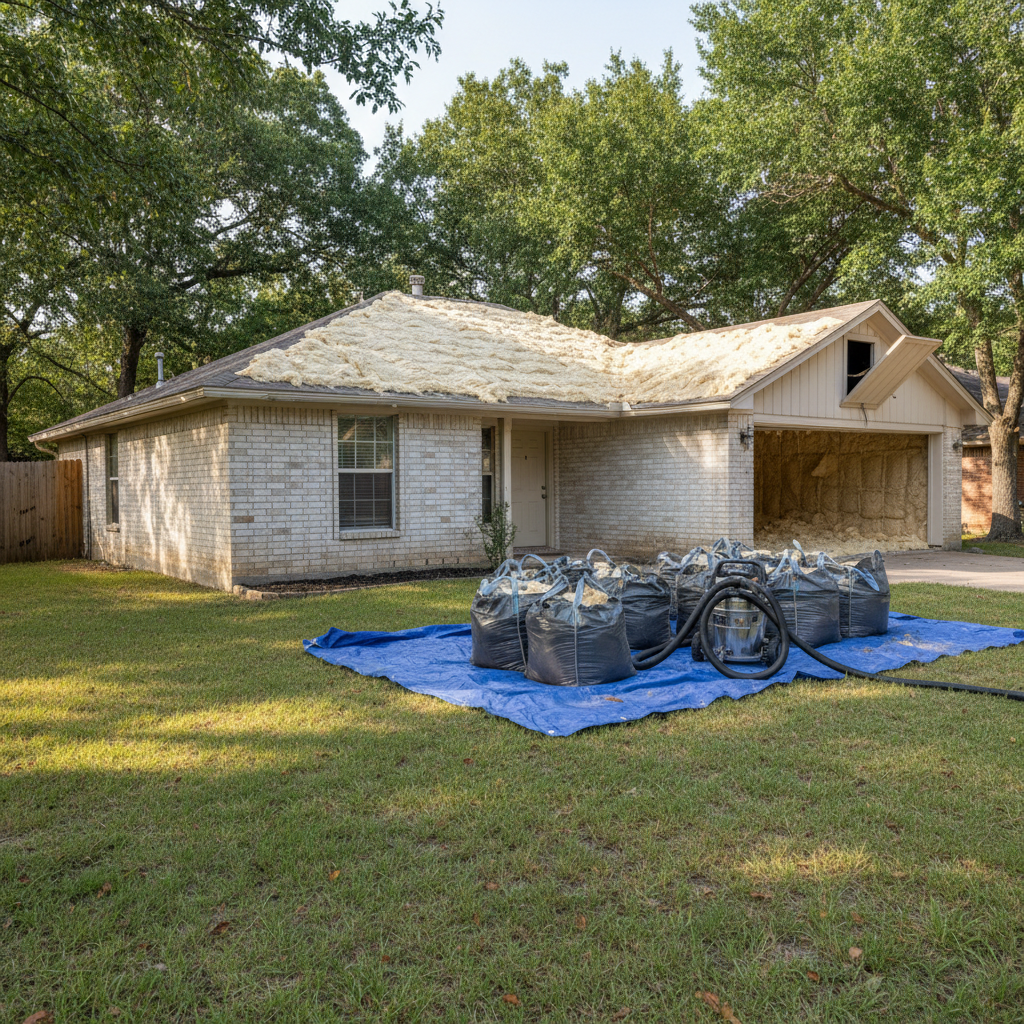 Completed insulation removal work at a residential property in Pflugerville, TX