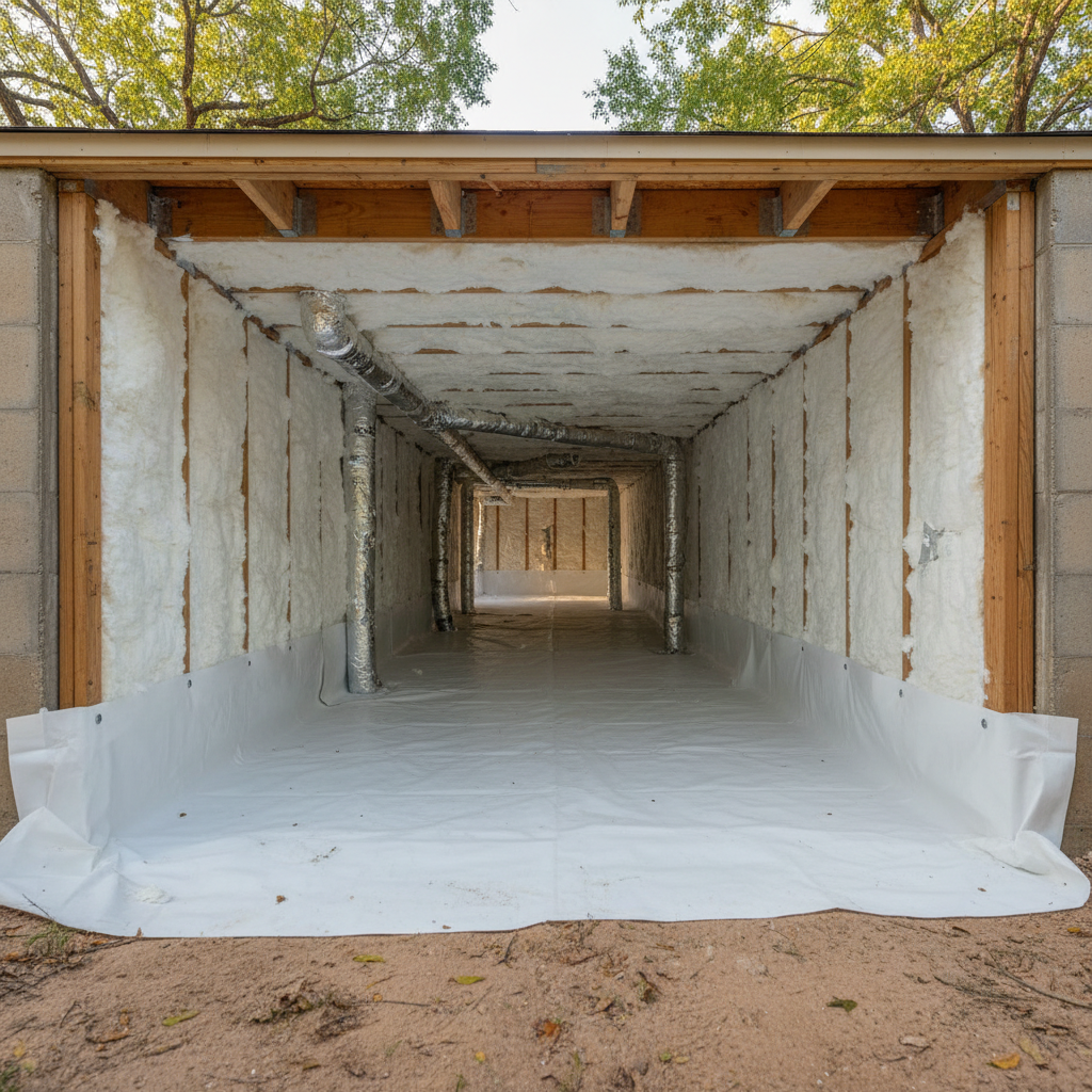Completed crawl space insulation work at a residential property in Georgetown, TX