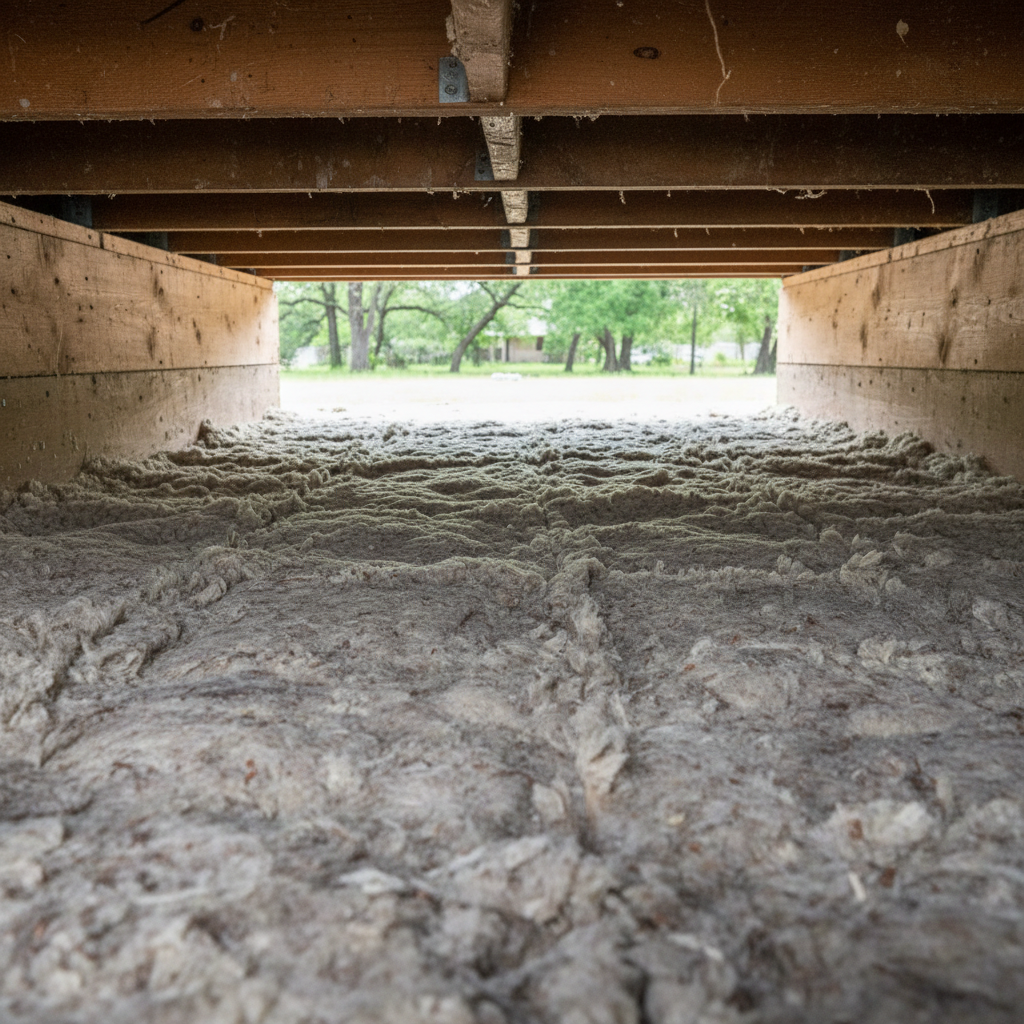 Completed crawl space insulation work at a residential property in Pflugerville, TX
