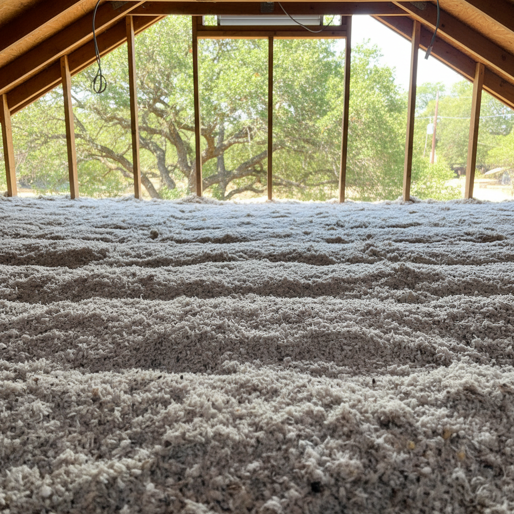 Completed attic insulation work at a residential property in Round Rock, TX