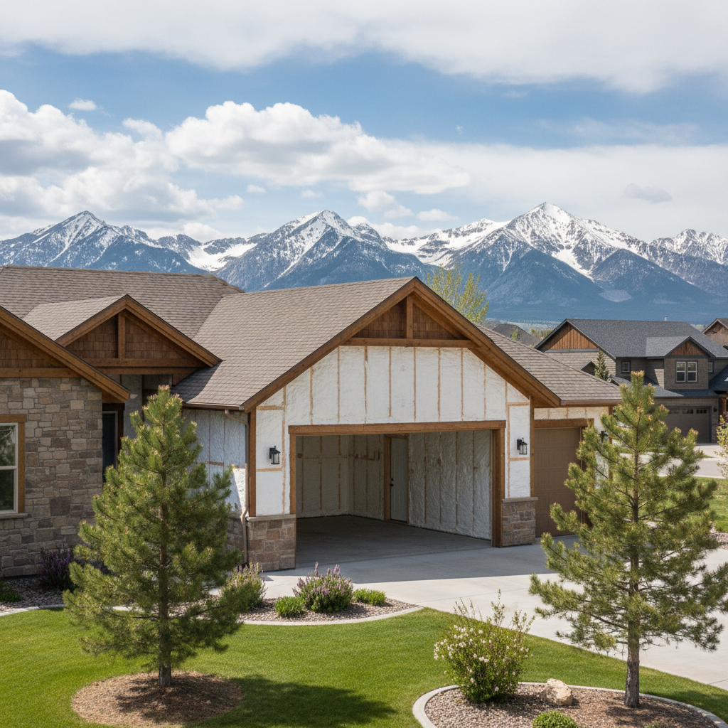 Completed garage insulation work at a residential property in Bozeman, MT