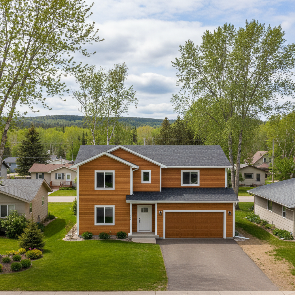 Completed wooden siding work at a residential property in Hermantown, MN
