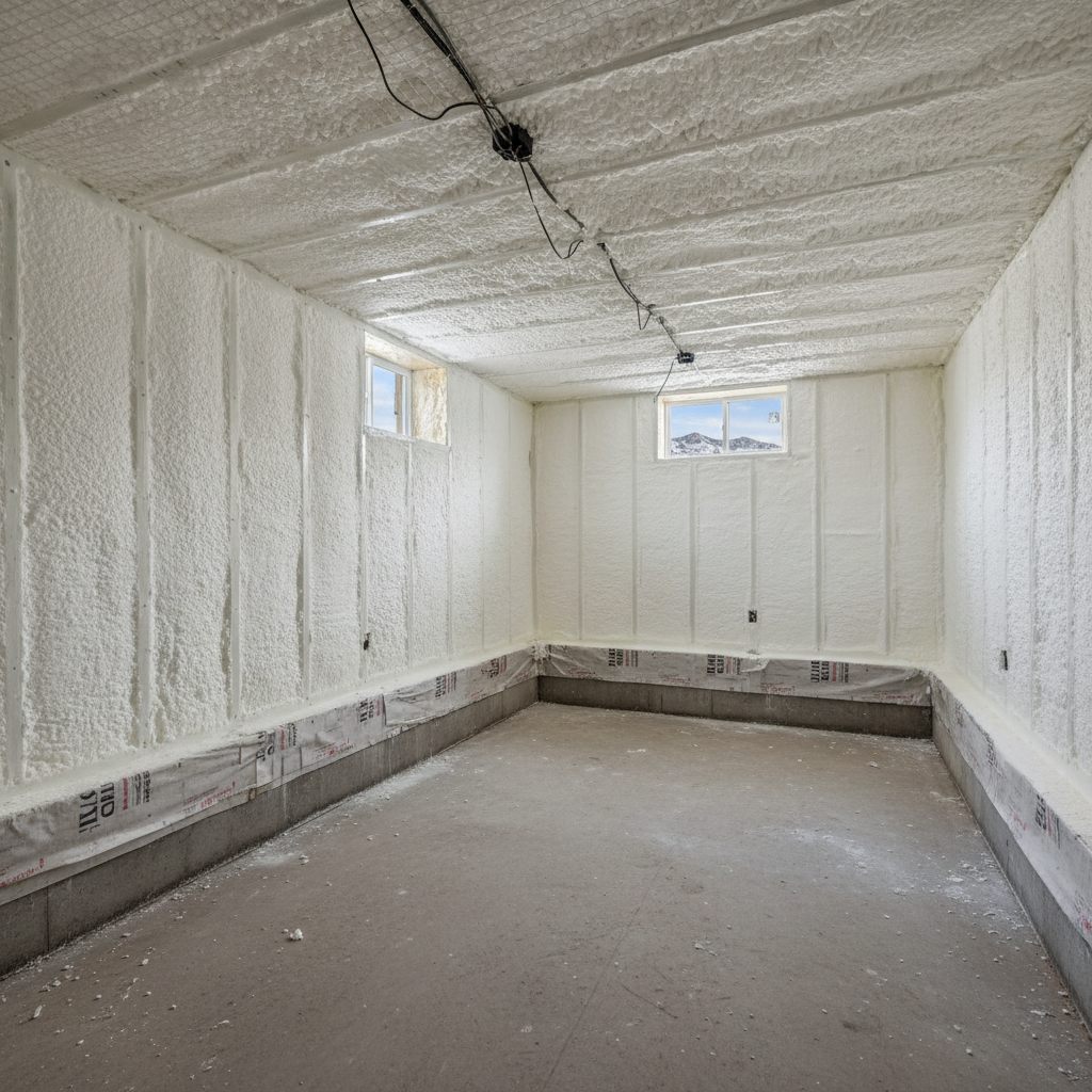 Completed basement insulation work at a residential property in Bozeman, MT
