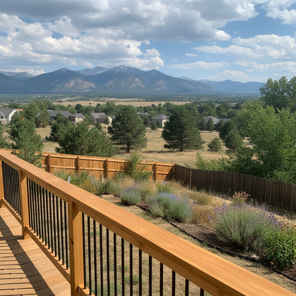 Completed deck railing installation work at a residential property in Lakewood, CO