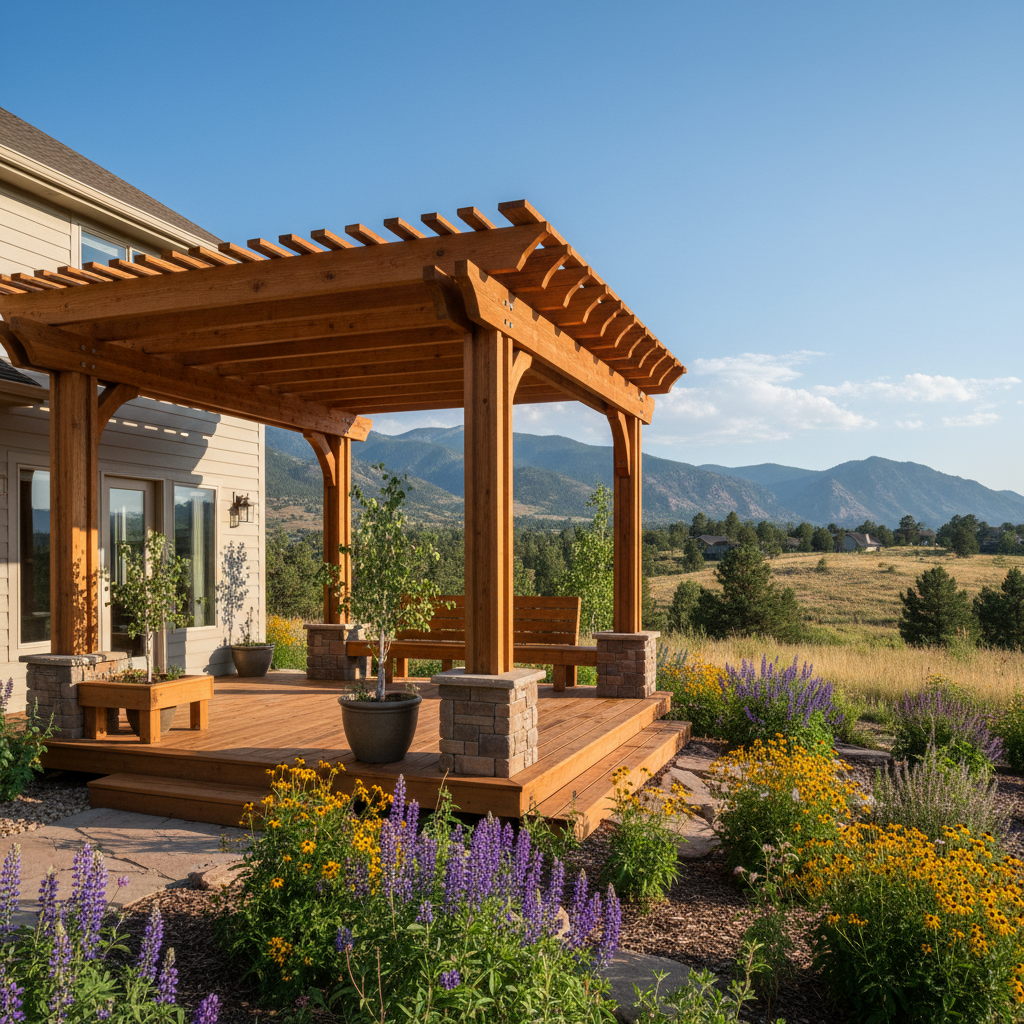 Completed pergola construction work at a residential property in Golden, CO