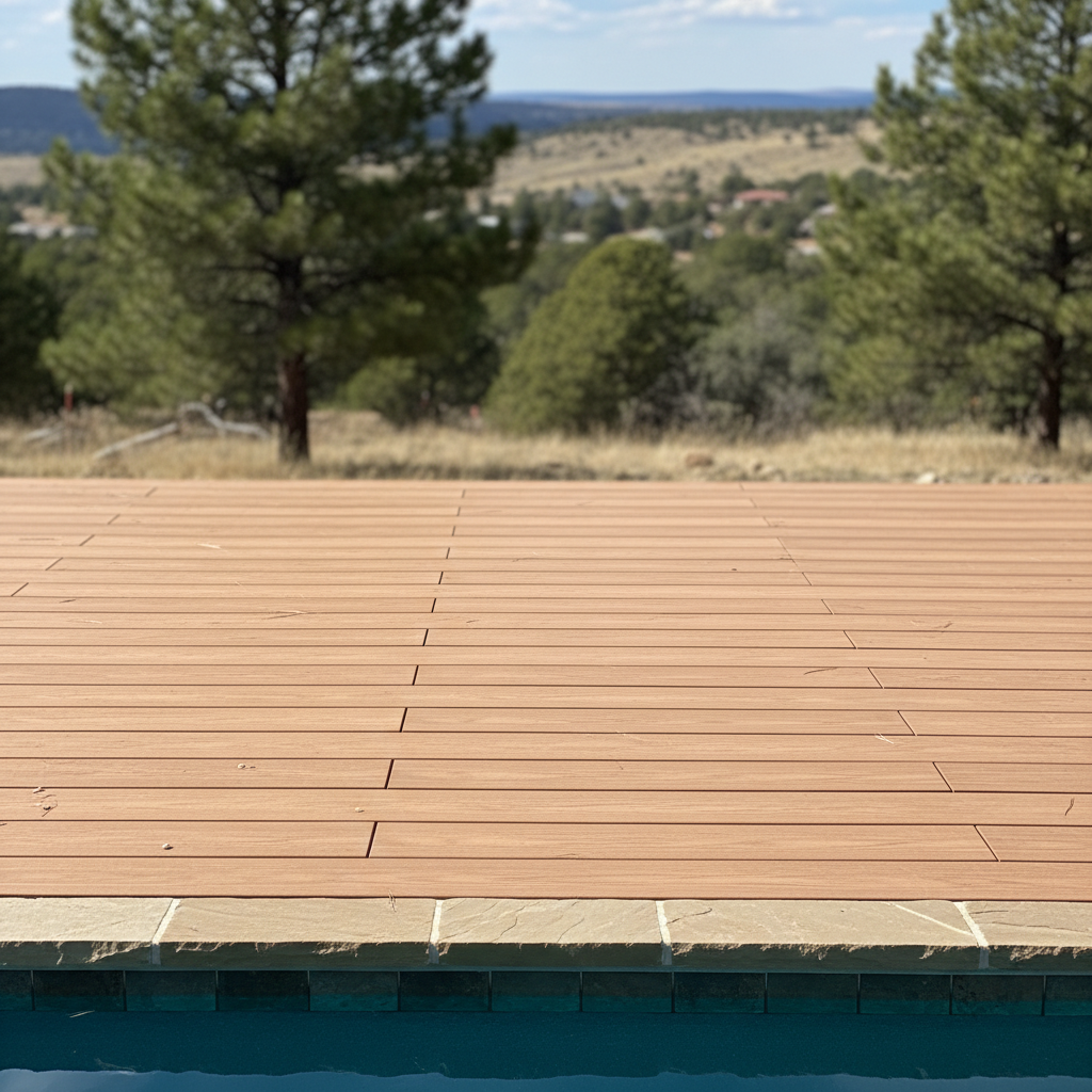 Completed pool decks work at a residential property in Highlands Ranch, CO