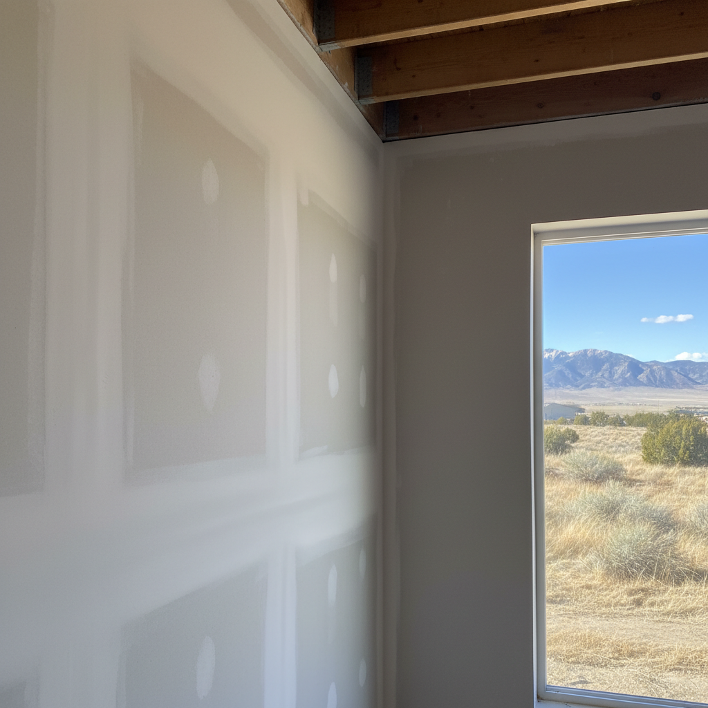 Completed drywall installation work at a residential property in Layton, UT