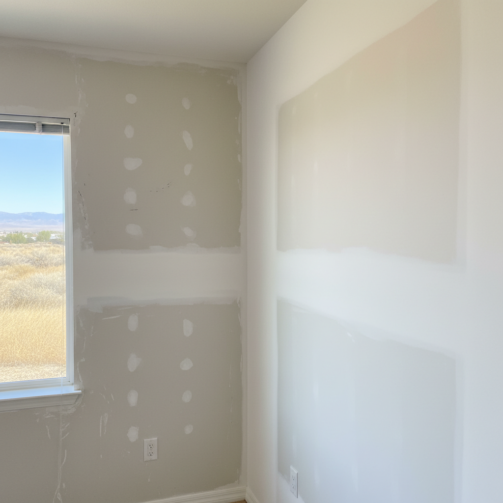 Completed drywall repair work at a residential property in Layton, UT