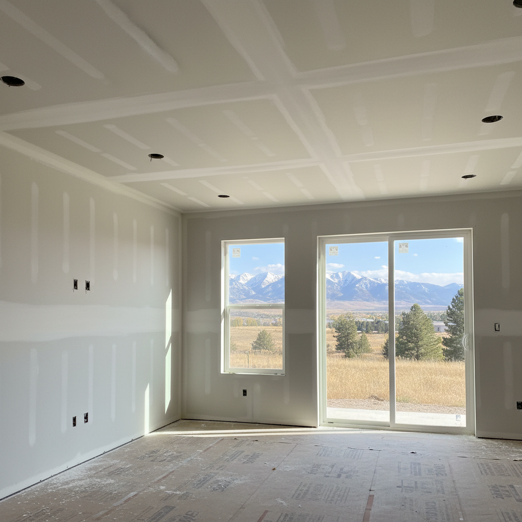 Completed drywall hanging work at a residential property in Sandy, UT