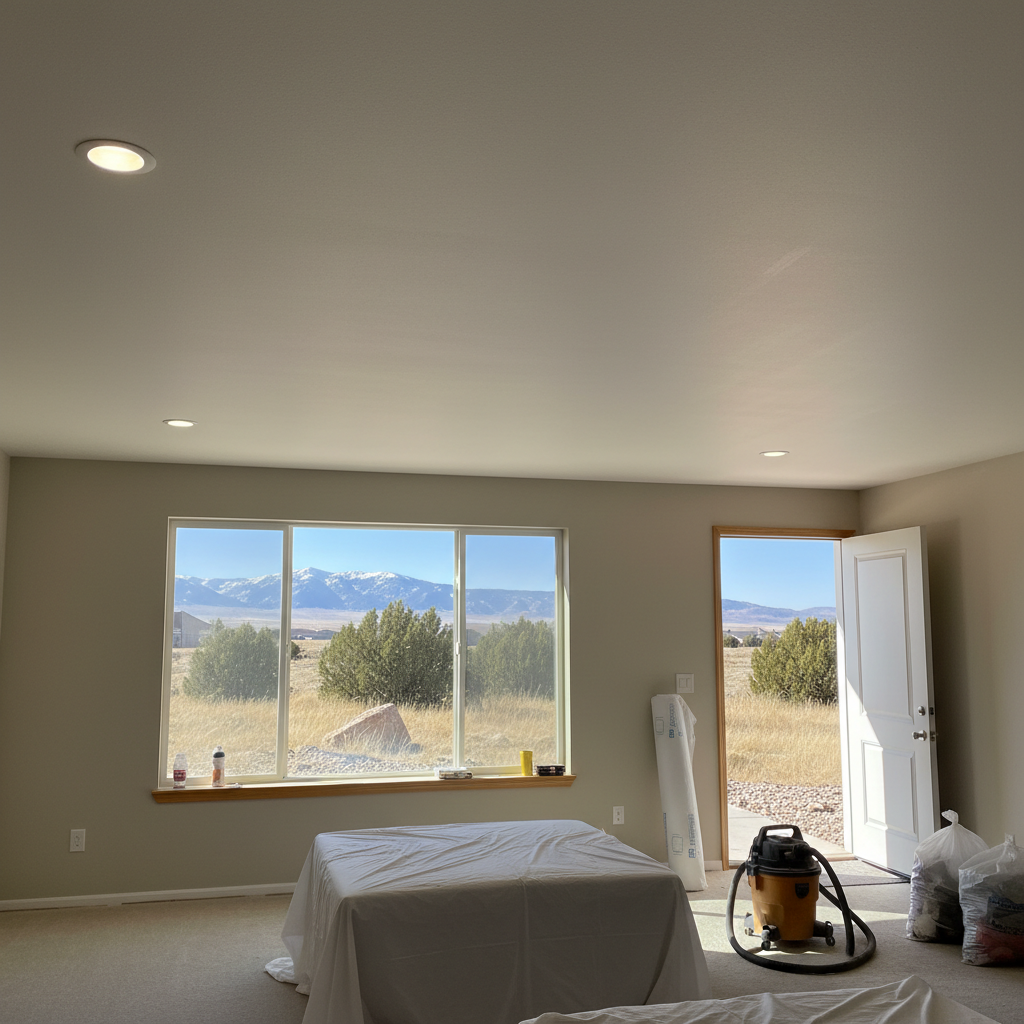 Completed popcorn ceiling removal work at a residential property in Lehi, UT
