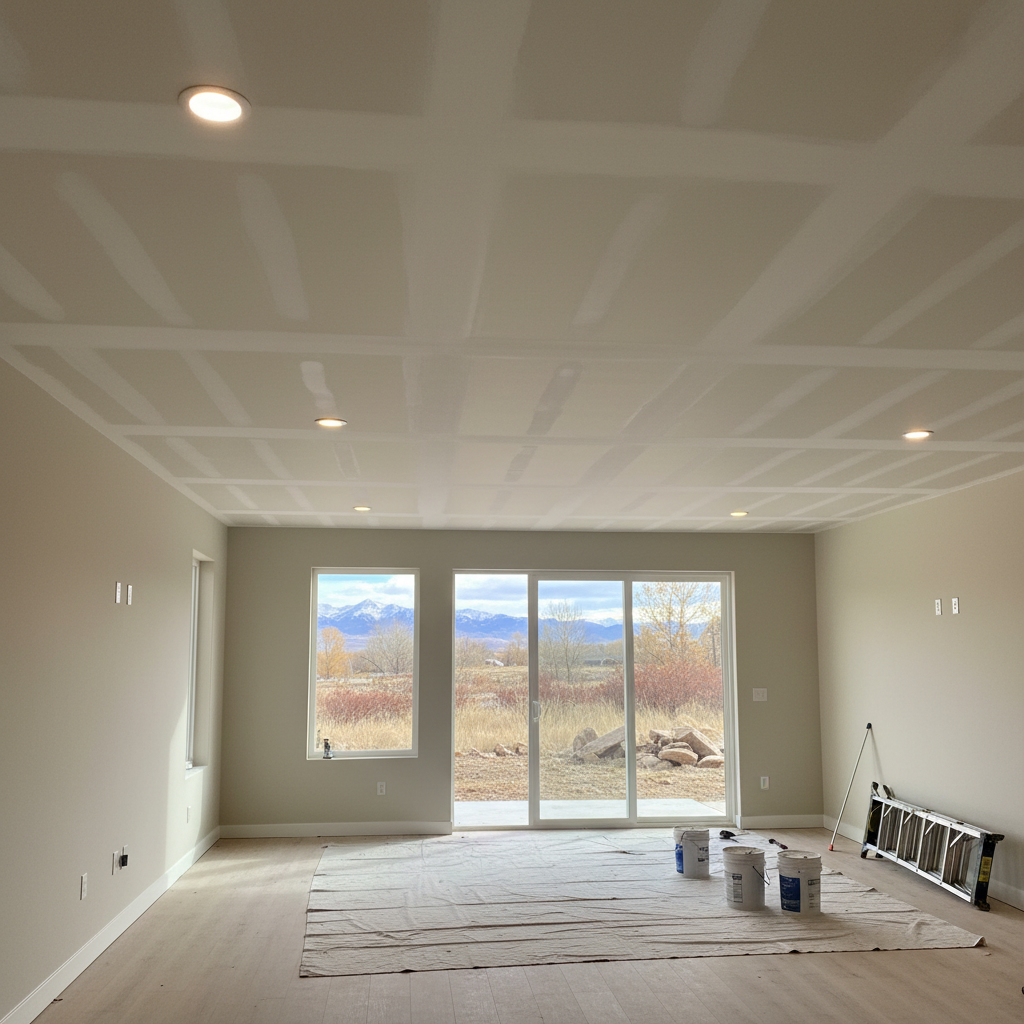 Completed ceiling drywall installation work at a residential property in Lehi, UT