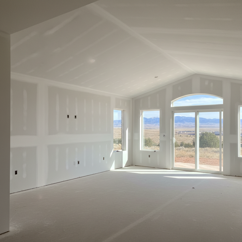 Completed drywall taping and mudding work at a residential property in Ogden, UT