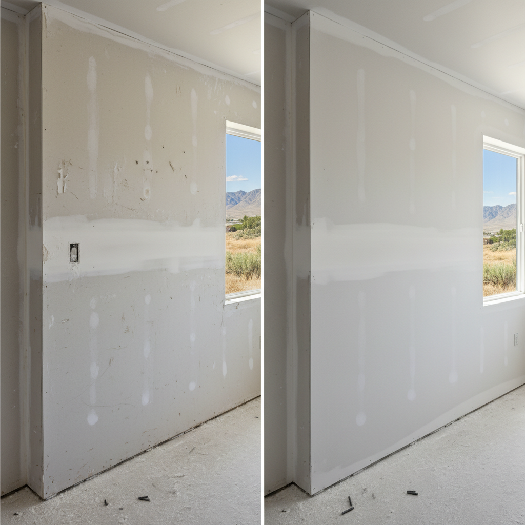 Completed drywall installation work at a residential property in Orem, UT