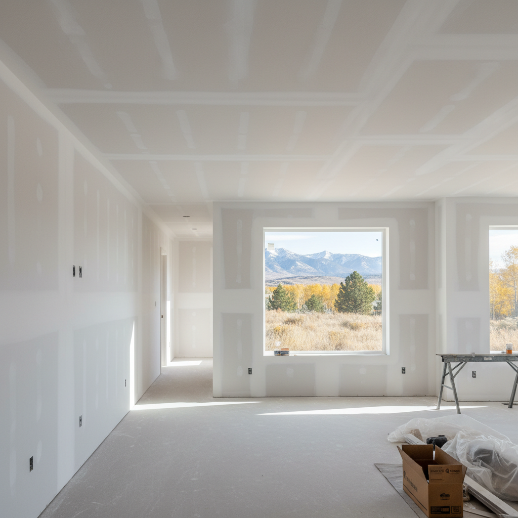 Completed drywall installation work at a residential property in Taylorsville, UT
