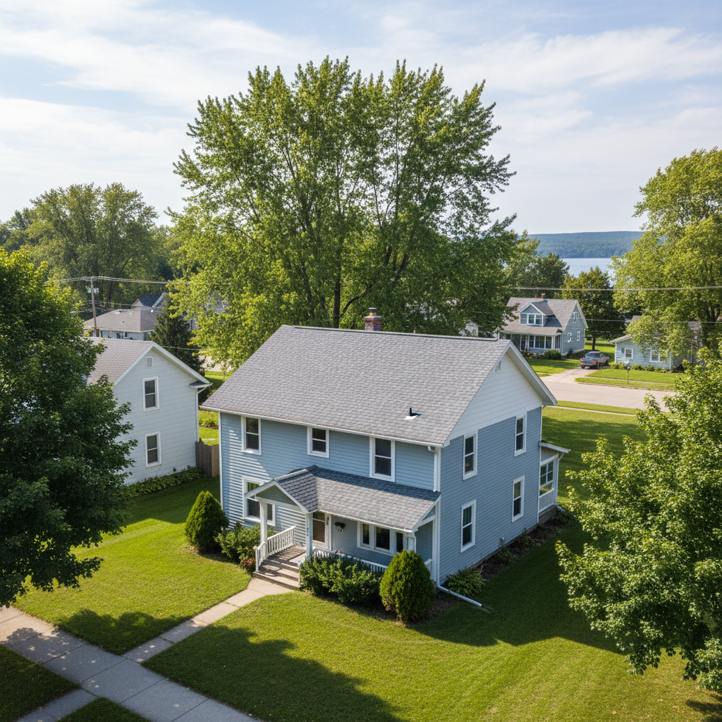Completed roof replacement work at a residential property in Superior, WI