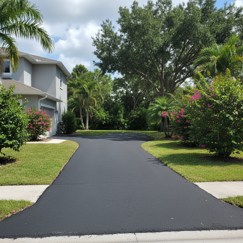 Completed asphalt paving work at a residential property in Bradenton, FL